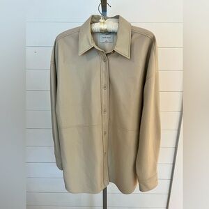 Aritzia Babaton PELLI Faux Leather Shacket NWT – Sand White XL